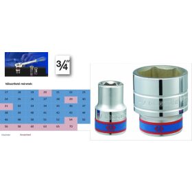 Kézi dugókulcs fej 6 lapú 3/4" rövid 32mm