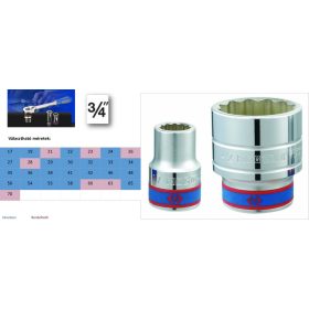 Kézi dugókulcs fej 3/4" 12 szögű 27mm