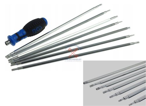 Csavarhúzó készlet cserélhető pengés torx/furatos torx 8 részes
