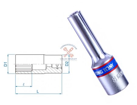 Kézi hosszú dugókulcs fej 1/2" 12 szögű hosszú  10 mm  (4230)