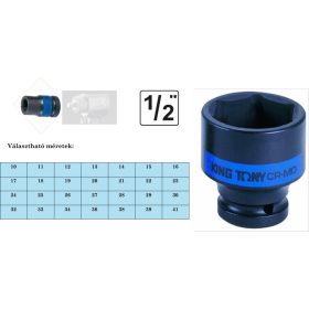 Gépi dugókulcs fej 6 lapú rövid 1/2"  38 mm